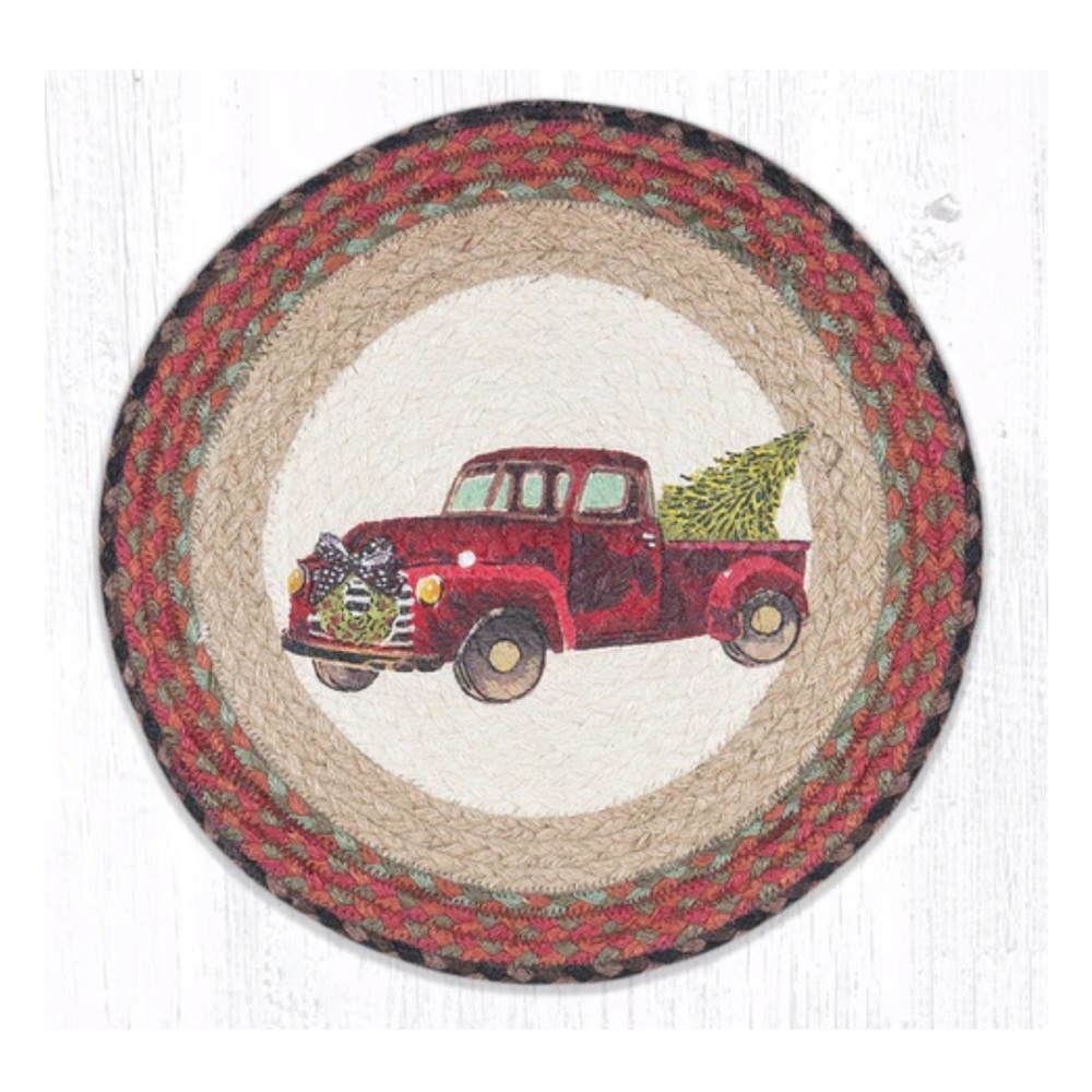 CHRISTMAS RED TRUCK ROUND
BRAIDED PLACEMATS - Picture 2 of 3